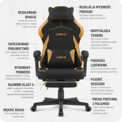 Fotel gamingowy Cabro C502 Czarny - Pomarańczowy Tkanina